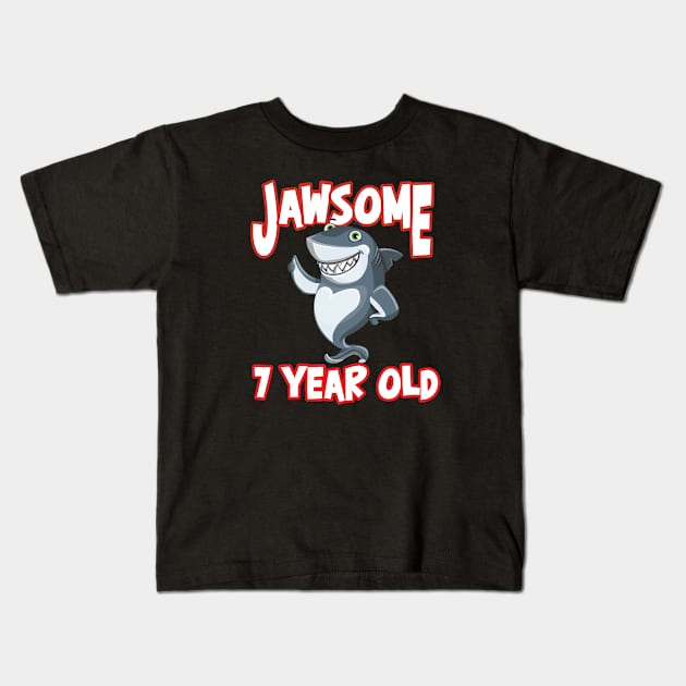 7th Birthday - Jawsome 7 Year Old Kids T-Shirt by Kudostees